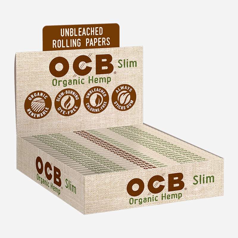 OCB Organic Hemp Slim Rolling Papers by OCB – distributed by Pipe420 – wholesale rolling papers distributor Los Angeles, CA – rolling papers and wraps supplier CA