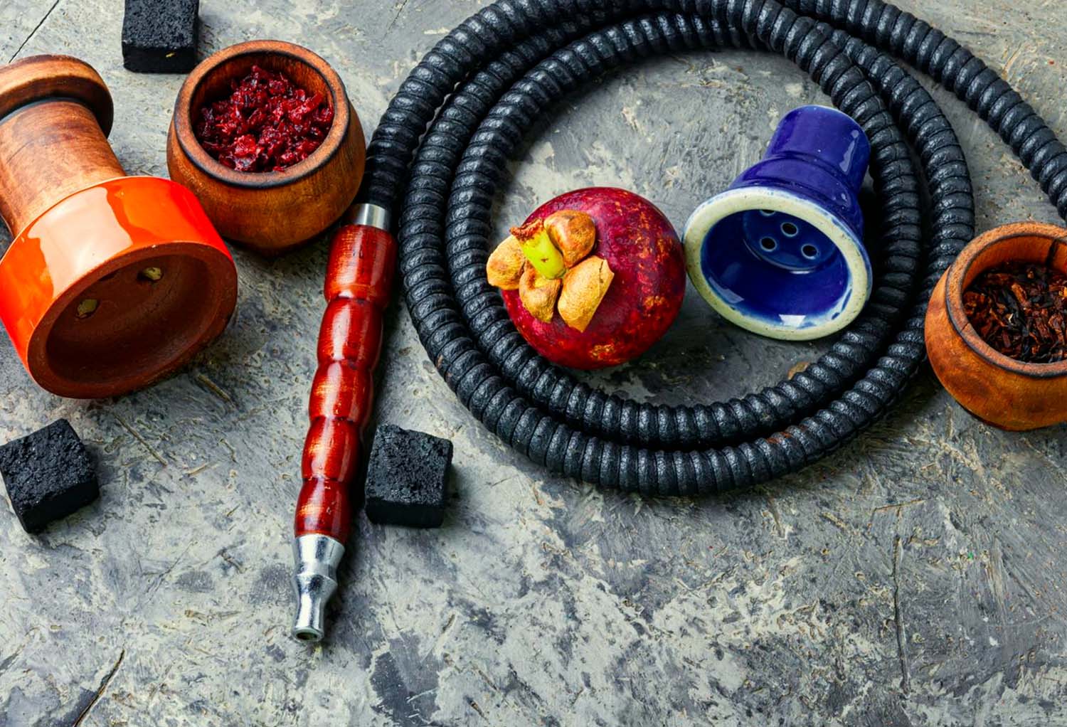 Double-bowl hookah loaded with tobacco – Available at Pipe King LLC LA Wholesale Smoke Shop