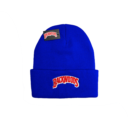 Warm blue beanie showcasing Backwoods print – Available at Pipe King LLC LA Wholesale Apparel