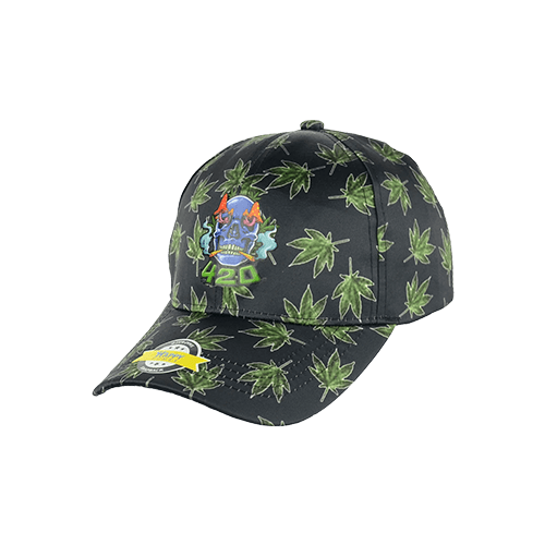 Trendy black hat with green weed motifs – Pipe King LLC LA Wholesale Apparel