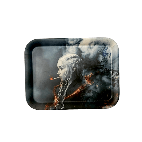 Artistic large rolling tray with cigarette-smoking woman – Pipe King LLC LA Wholesale Smoke Shop