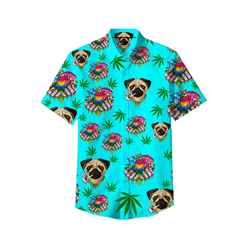 Blue t-shirt with printed dog image – Pipe King LLC Los Angeles Wholesale Apparel