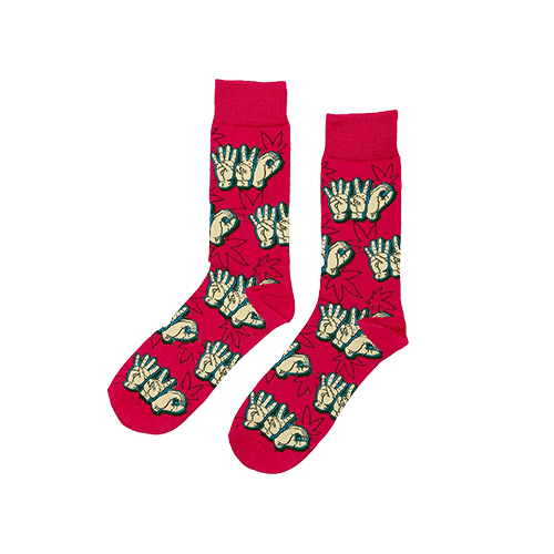 Red patterned socks with hand graphics – Pipe King LLC LA Wholesale Apparel