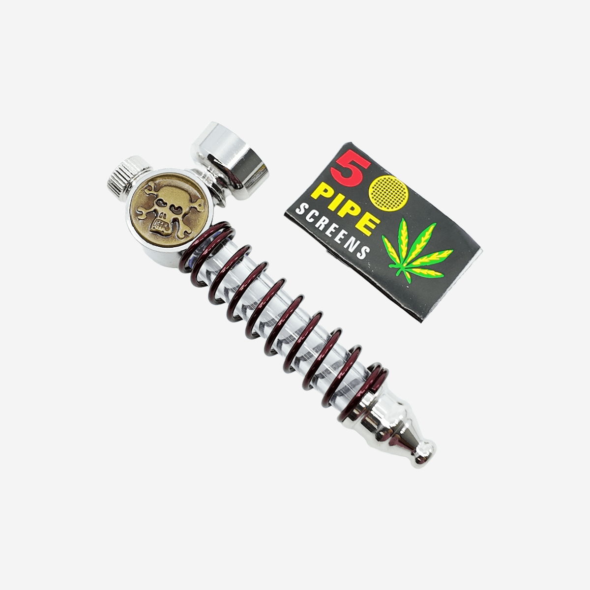Untitled-2024-09-10T171205.221.png Compact skull head spring flash pipe with light and replaceable battery – Pipe King LLC Los Angeles Wholesale Accessories