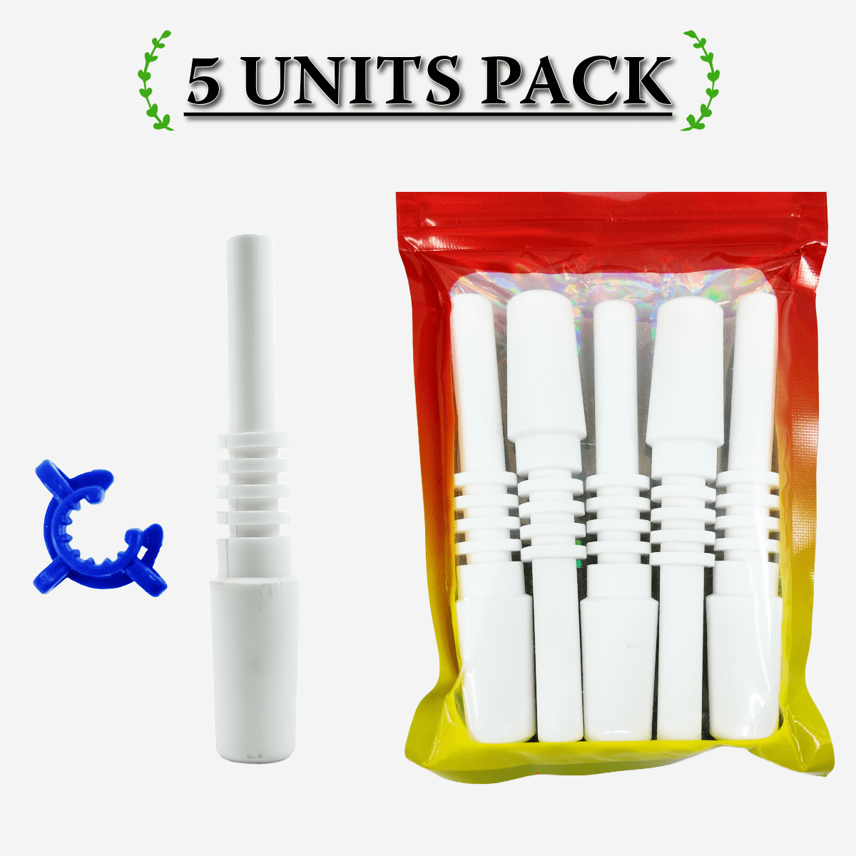 Untitled-2024-10-02T110647.388.png Ceramic dab nail 14mm pack with clips, 5 pieces – Pipe King LLC LA Wholesale Smoke Shop and Accessories
