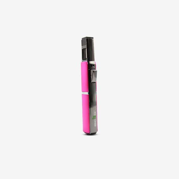 a pink hair straightener with a black handle
