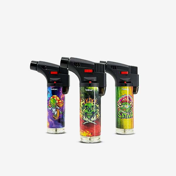 Ignitus Jet Torch Printed – Assorted colorful designs with windproof jet flame and refillable butane tank Ignitus Jet Torch Printed – Assorted colorful designs with windproof jet flame and refillable butane tank