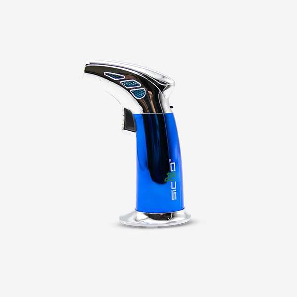 Sicko SKO-005 Torch Lighter Sicko SKO-005 Torch Lighter in six bold colors—wind-resistant, refillable jet flame butane lighter with ergonomic grip, shown in Red, Yellow, Orange, Black, Blue, and Grey.