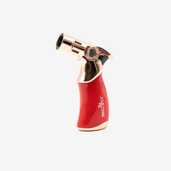 Sicko SKO-004 Torch Lighter in five sleek colors – wind-resistant butane lighter with ergonomic design and metallic finish in Silver, Grey, Black, Blue, and Red.