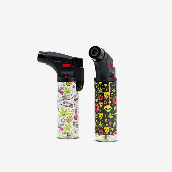 Ignitus Jet Torch Printed – Assorted colorful designs with windproof jet flame and refillable butane tank Ignitus Jet Torch Printed – Assorted colorful designs with windproof jet flame and refillable butane tank