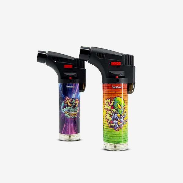 Ignitus Jet Torch Printed – Assorted colorful designs with windproof jet flame and refillable butane tank Ignitus Jet Torch Printed – Assorted colorful designs with windproof jet flame and refillable butane tank