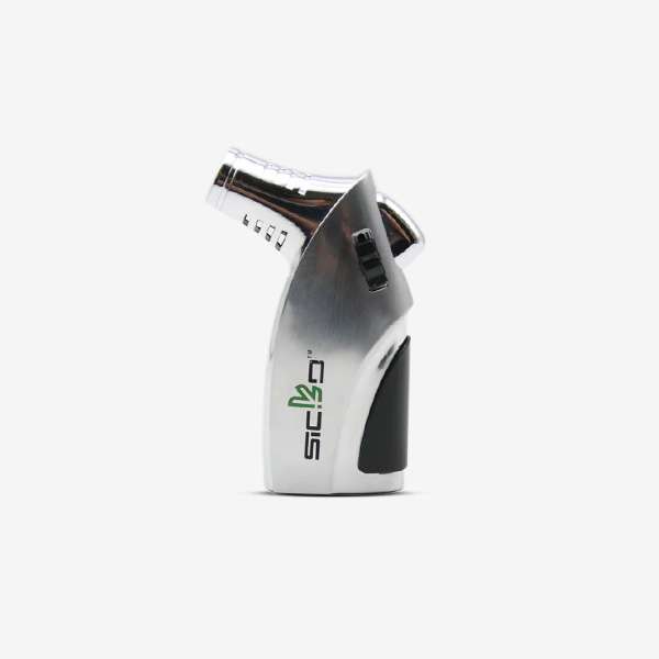 Sicko SKO-009 Torch Lighter – Windproof, refillable butane torch with ergonomic design in Red, Black, Blue, and Grey for retail and wholesale use.