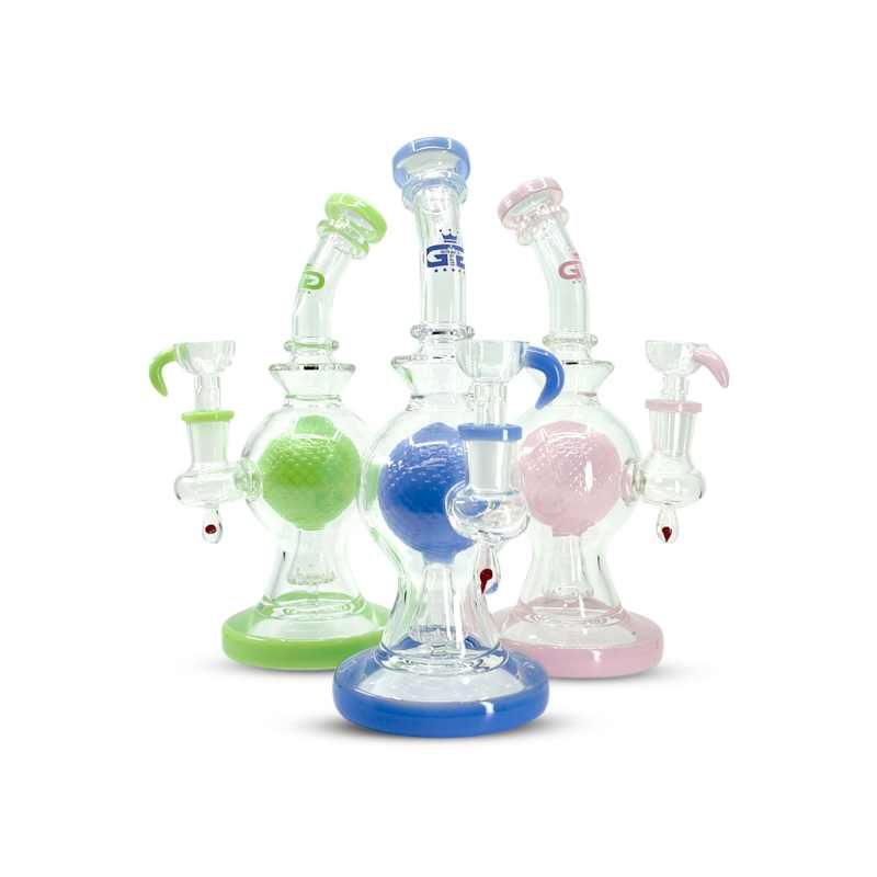Golf Ball Perc Glass Water Pipe - 9 Inch