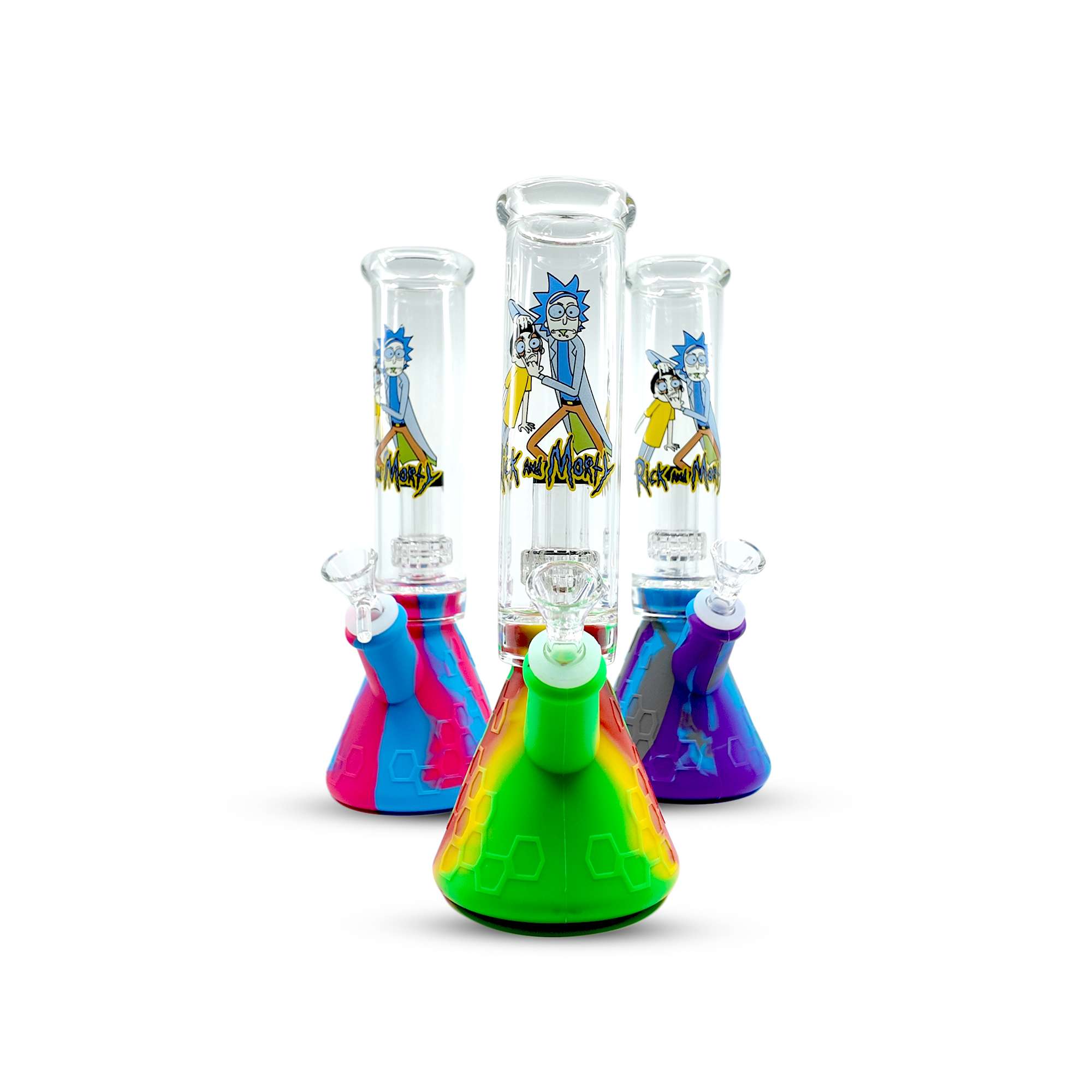 0070 10 Inch Ricky and Morty Silicone Glass Beaker by Generic – distributed by Pipe420 – wholesale silicone smoking accessories distributor Los Angeles, CA