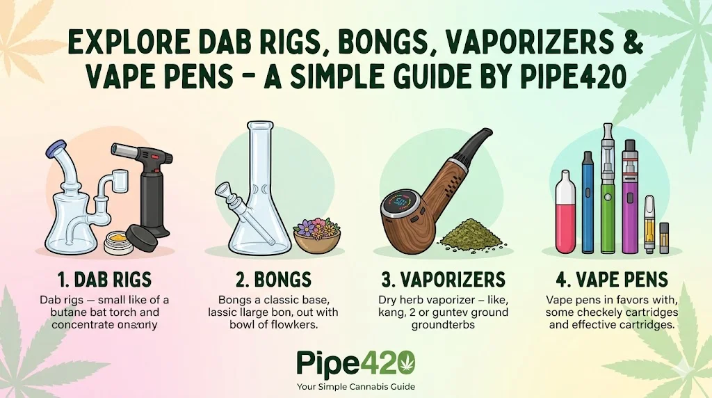 Modern glass dab rig and vape pen setup on table